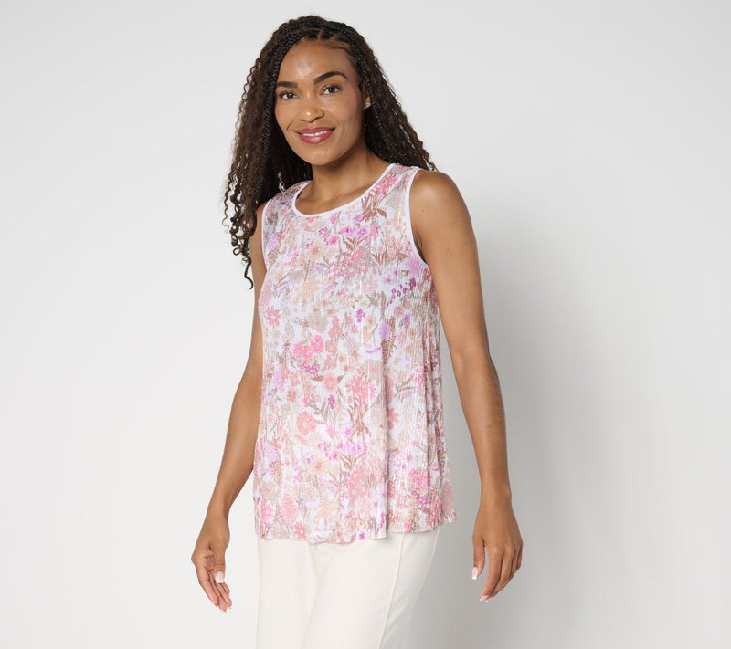 Susan Graver Printed Sequin Knit Lined Scoop-Neck Sleeveless Top — View 5