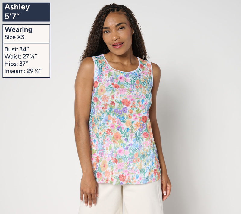 Susan Graver Printed Sequin Knit Lined Scoop-Neck Sleeveless Top — View 6