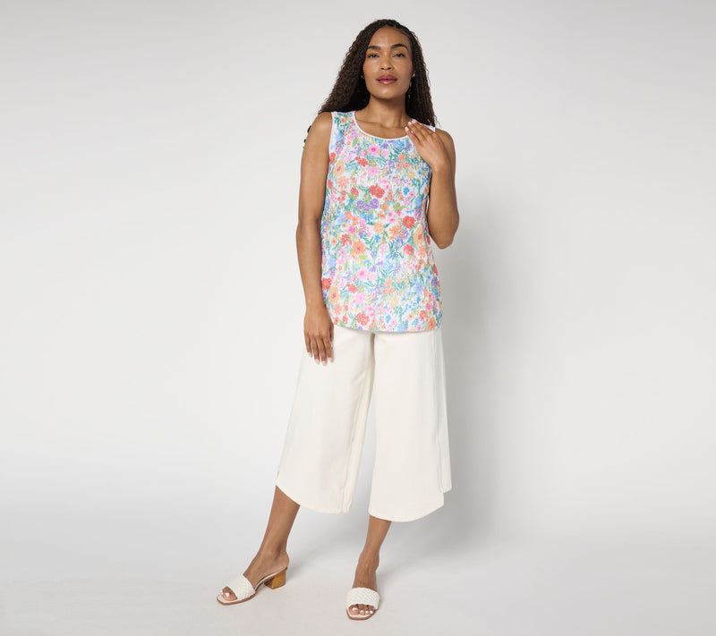 Susan Graver Printed Sequin Knit Lined Scoop-Neck Sleeveless Top — View 8
