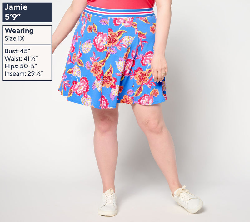 Susan Graver Courtside Social Petite Liquid Knit 8-Gore Skort — View 4