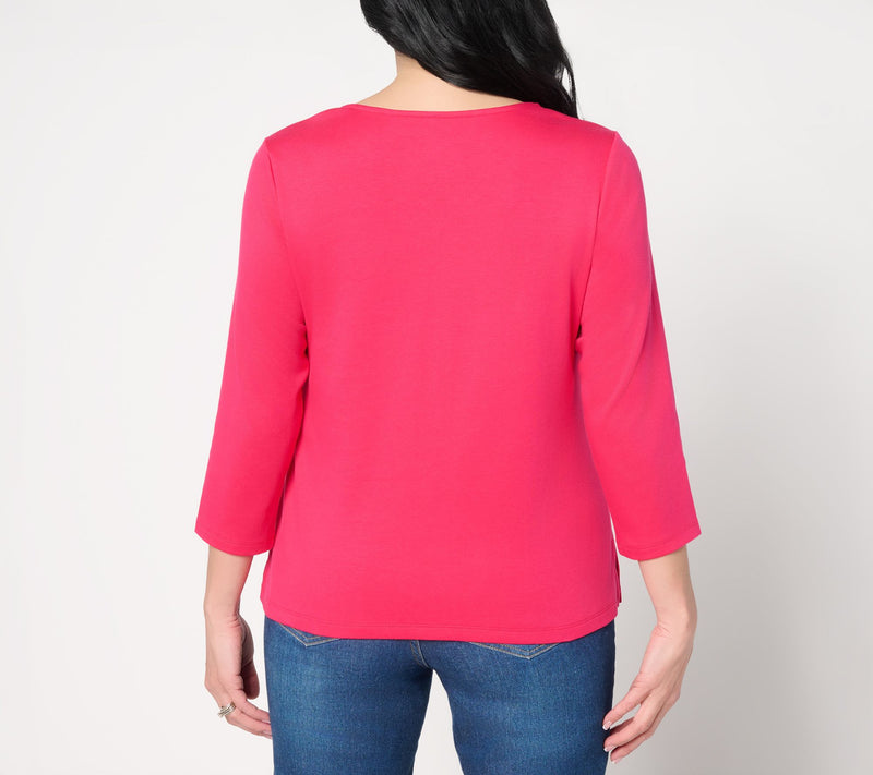 Isaac Mizrahi Live! Essentials Pima Cotton Square Neck Top — View 4