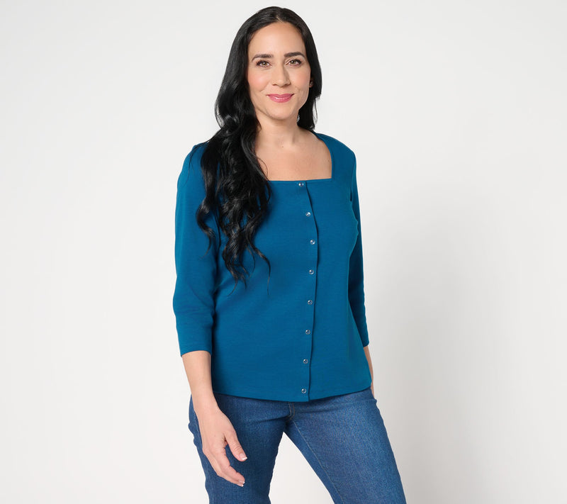 Isaac Mizrahi Live! Essentials Pima Cotton Square Neck Top — View 14