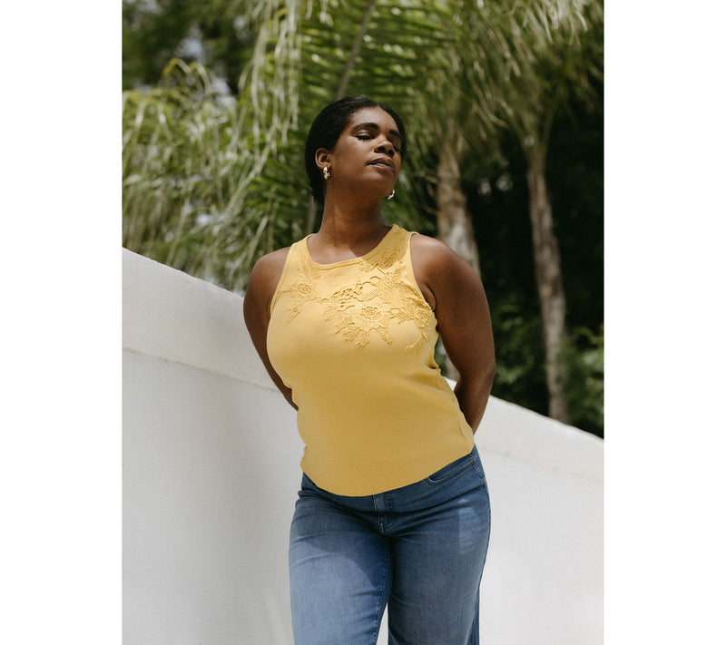 Me by Jennie Garth Poppy Tank with Lace Applique — View 12