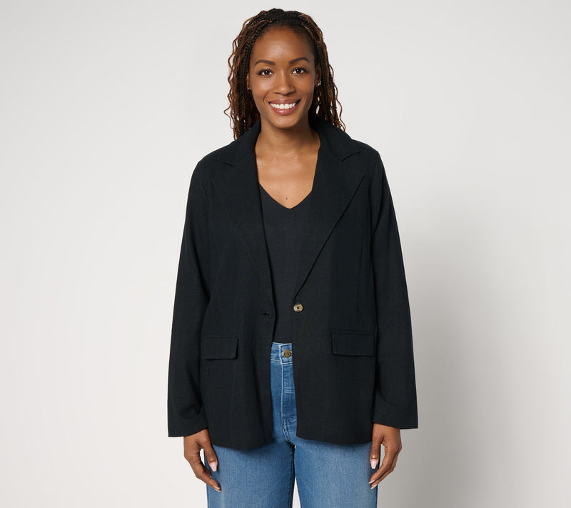 Me by Jennie Garth Mullholland Linen Blend Blazer — Main view