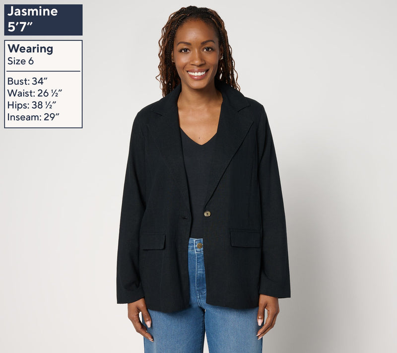 Me by Jennie Garth Mullholland Linen Blend Blazer — View 3
