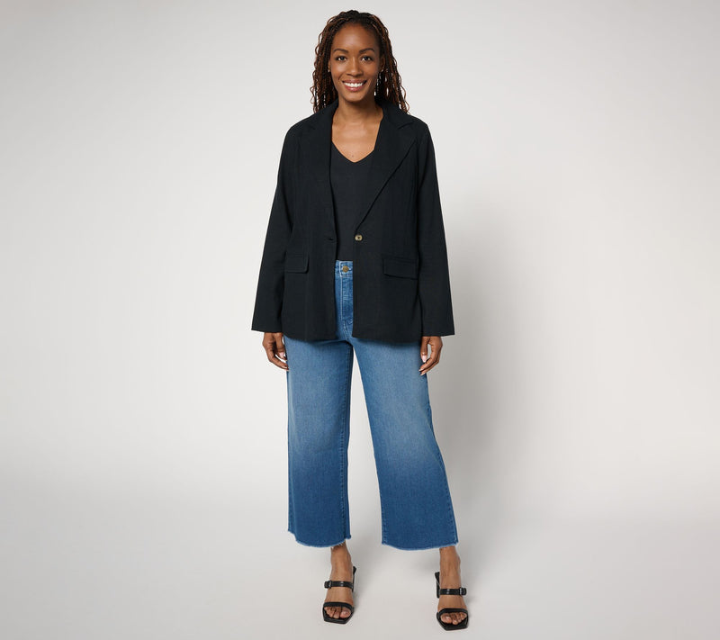 Me by Jennie Garth Mullholland Linen Blend Blazer — View 5