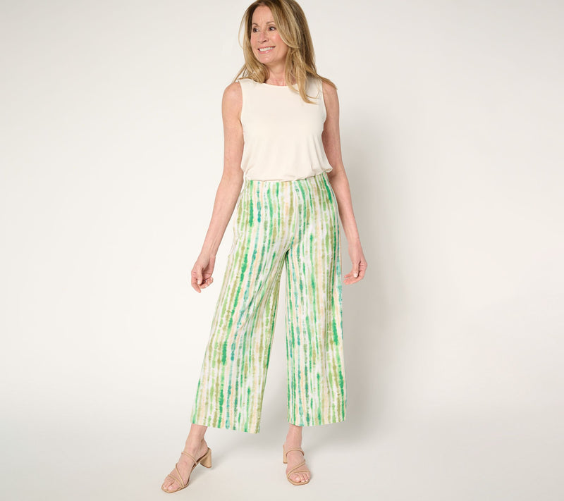 Susan Graver Regular Printed Liquid Knit Wide Leg Crop Pants — View 5