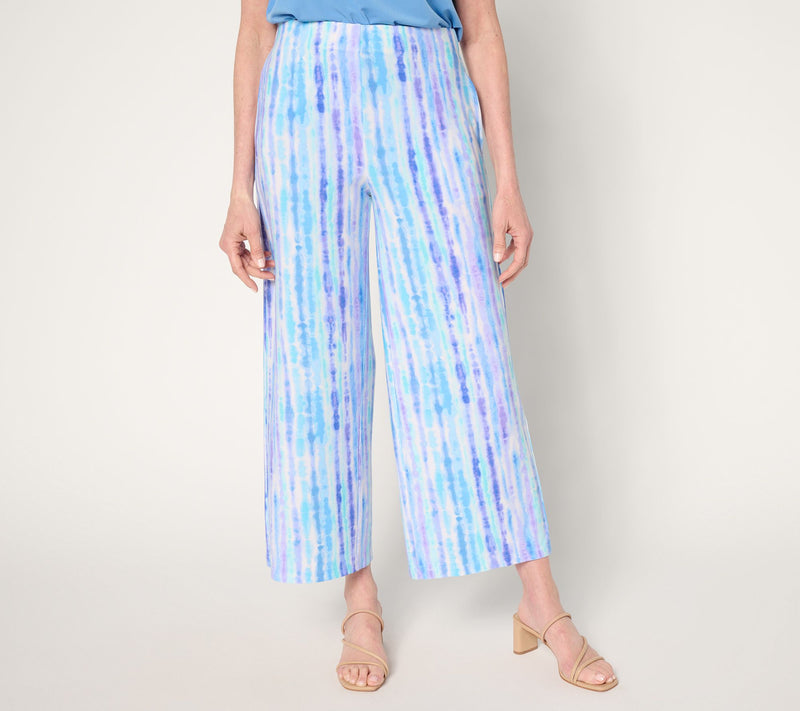 Susan Graver Regular Printed Liquid Knit Wide Leg Crop Pants — View 11