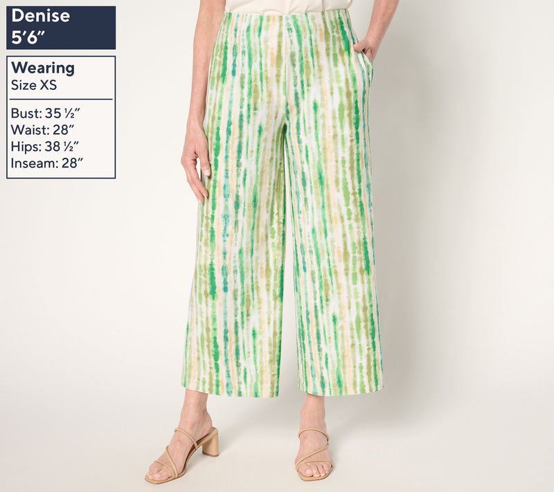 Susan Graver Petite Printed Liquid Knit Wide Leg Crop Pants — View 2