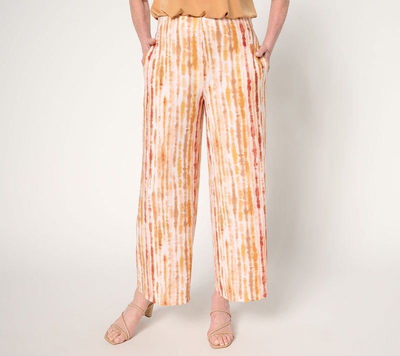 Susan Graver Petite Printed Liquid Knit Wide Leg Crop Pants — View 9