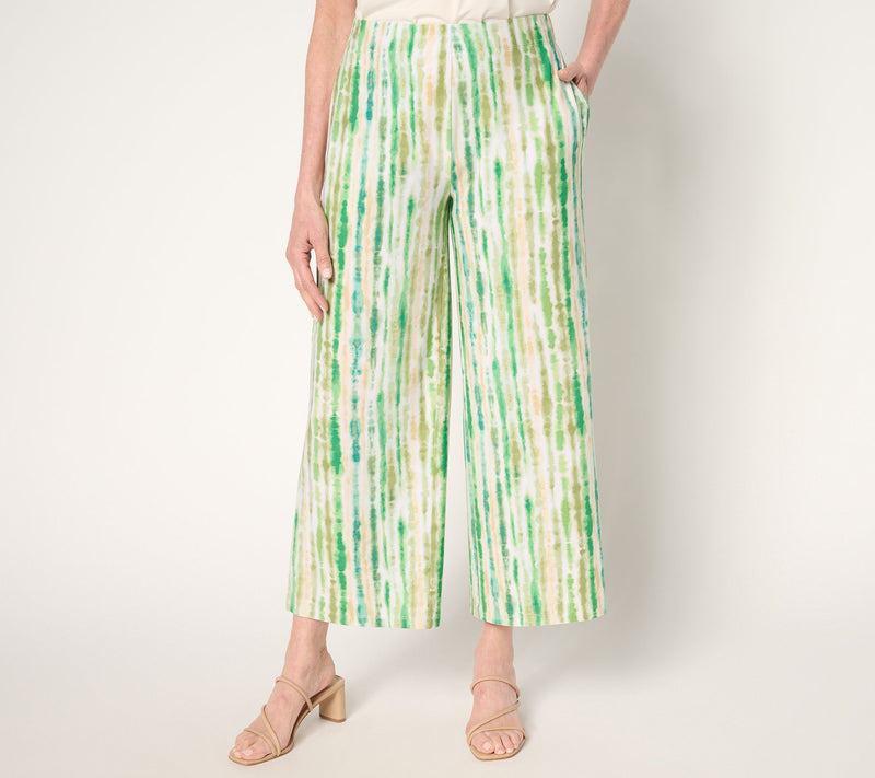 Susan Graver Petite Printed Liquid Knit Wide Leg Crop Pants — View 11