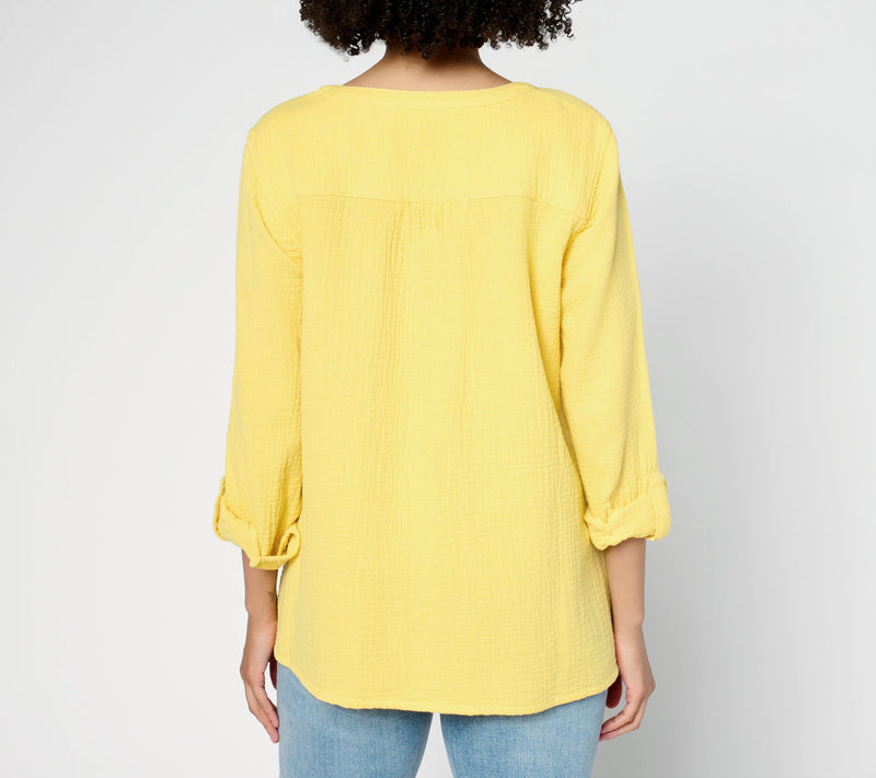 Susan Graver PURE Regular Getaway Gauze Embroidered Tunic — View 4