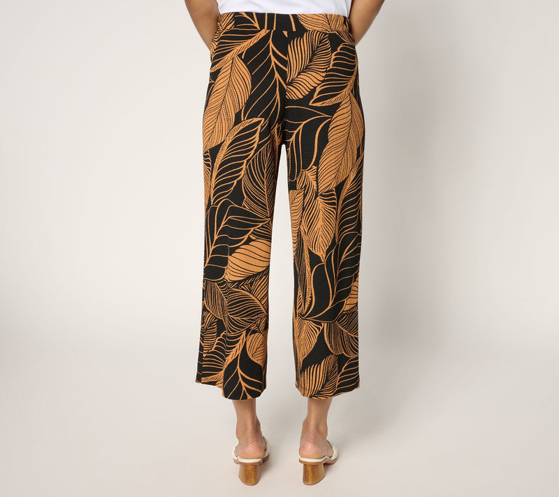 Susan Graver Regular Printed Textured Knit Wide-Leg Crop Pants — View 10
