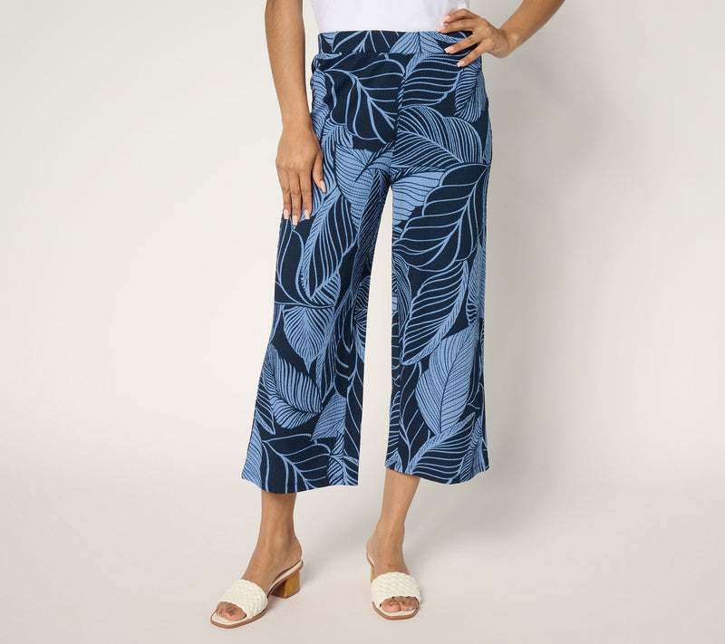 Susan Graver Petite Printed Textured Knit Wide-Leg Crop Pants — View 11