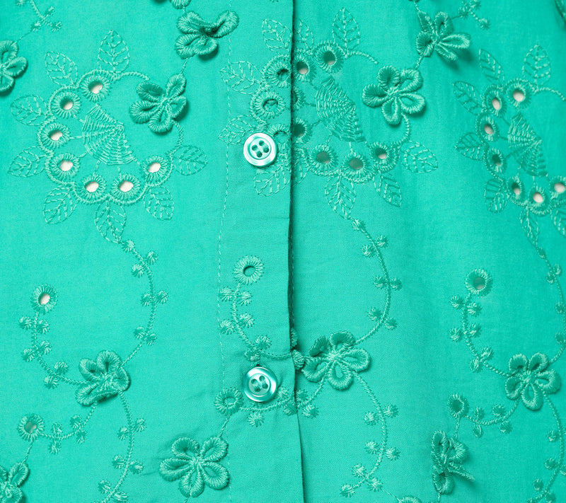 Susan Graver PURE Eyelet Applique Button Front Shirt — View 14