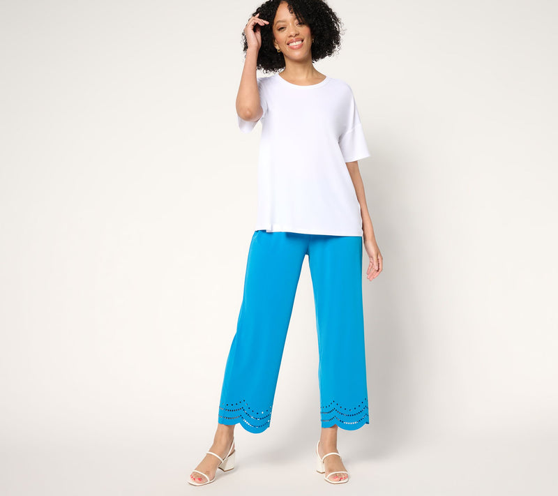 Susan Graver Regular Liquid Knit Crop Pants with Laser Cut Hem — View 5