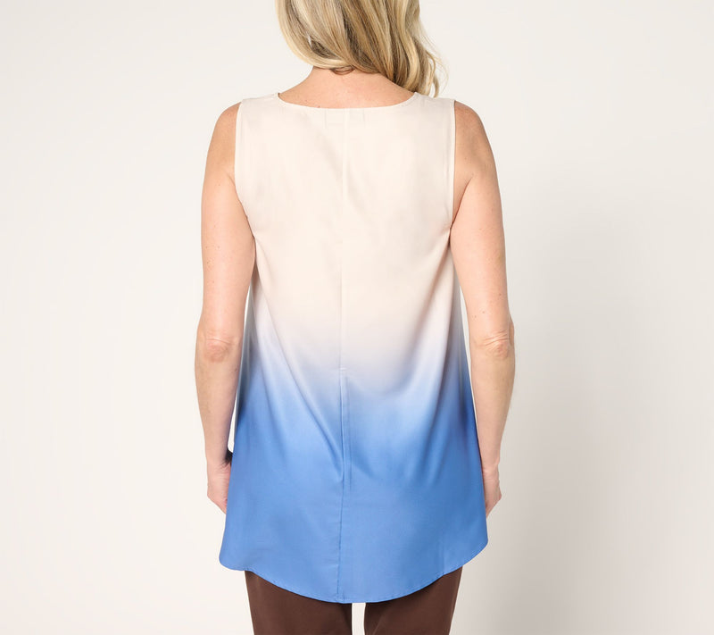 Susan Graver Artisan Beaded Ombre Georgette High Low Hem Sleeveless Top — View 10