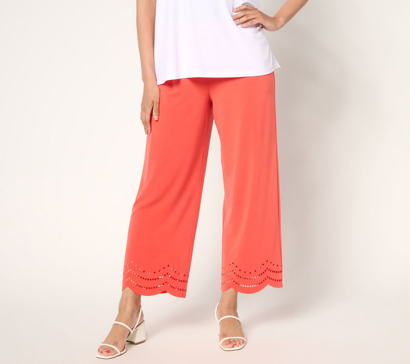Susan Graver Petite Liquid Knit Crop Pants with Laser Cut Hem — View 12