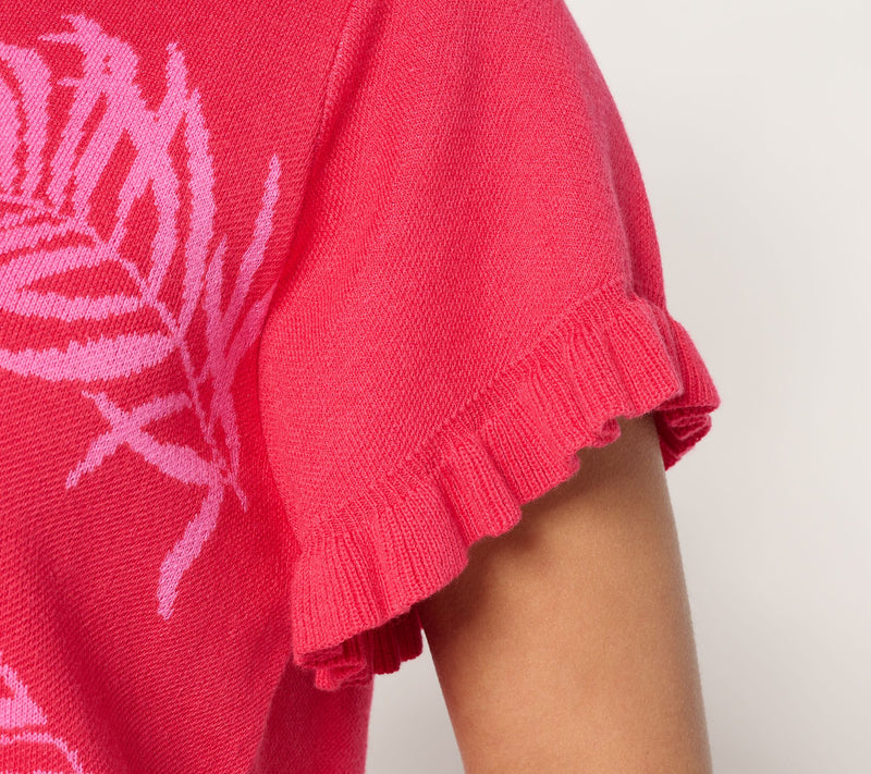 Susan Graver Jacquard Sweater with Flutter Sleeves — View 14