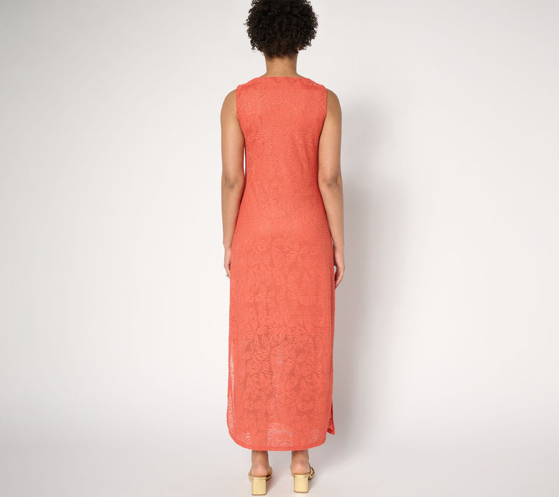 Women with Control Regular Floral Illusion Jacquard Maxi Dress — View 12