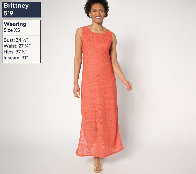 Women with Control Petite Floral Illusion Jacquard Maxi Dress — View 11