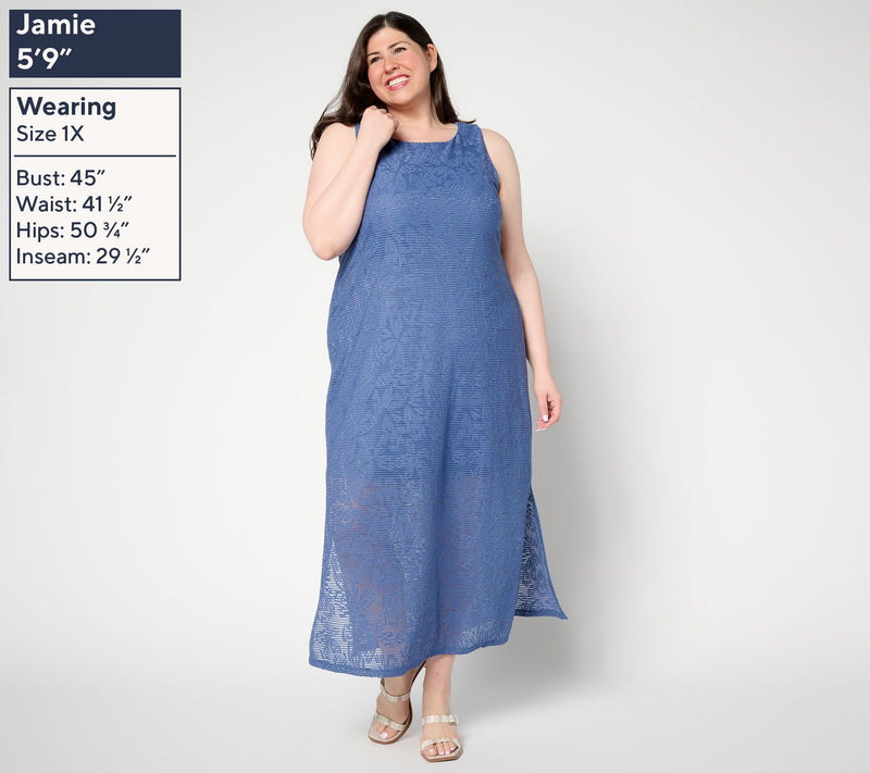 Women with Control Petite Floral Illusion Jacquard Maxi Dress — View 10