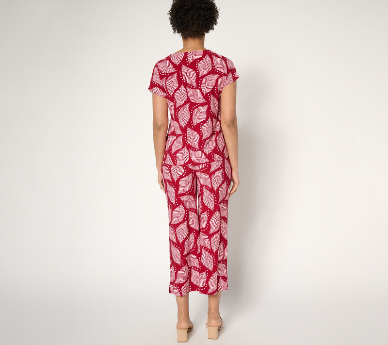 Women with Control Petite Como Jersey Top and Pant Set — View 10