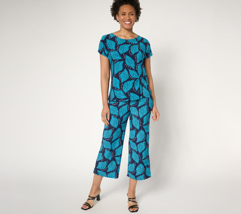 Women with Control Petite Como Jersey Top and Pant Set — View 5