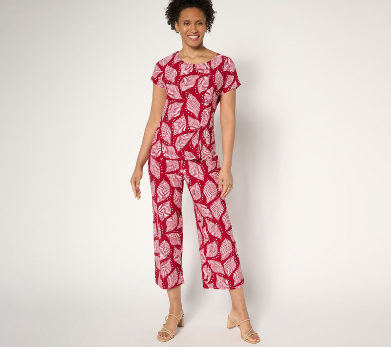 Women with Control Petite Como Jersey Top and Pant Set — View 3