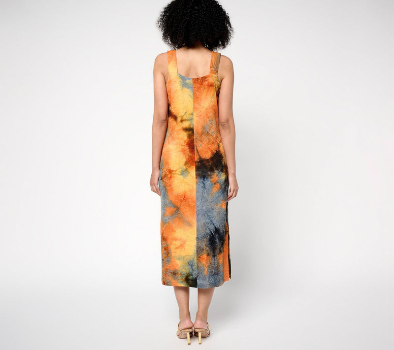 Women with Control Petite Textured Knit Tie Dye Midi Dress — View 9