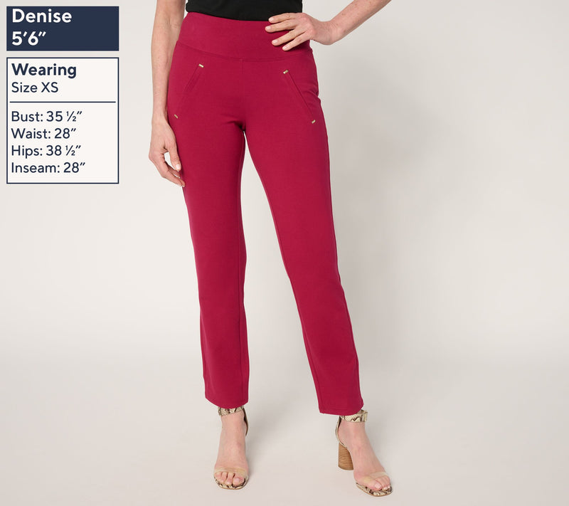 Women with Control Tummy Control 86/14 Petite Straight Leg Pants — View 3