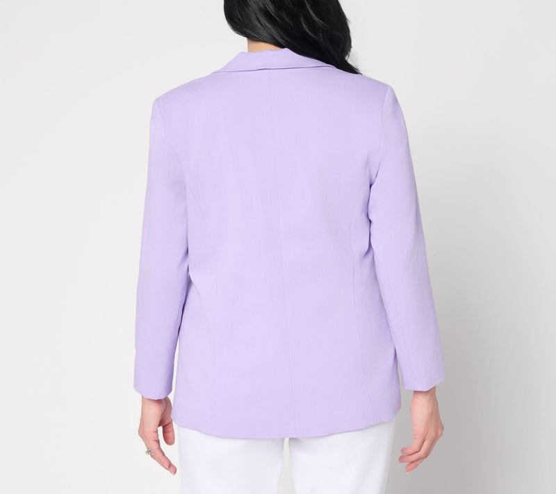 GRAVER Susan Graver Regular Ultra Stretch Blazer with Lace Appliques — View 10