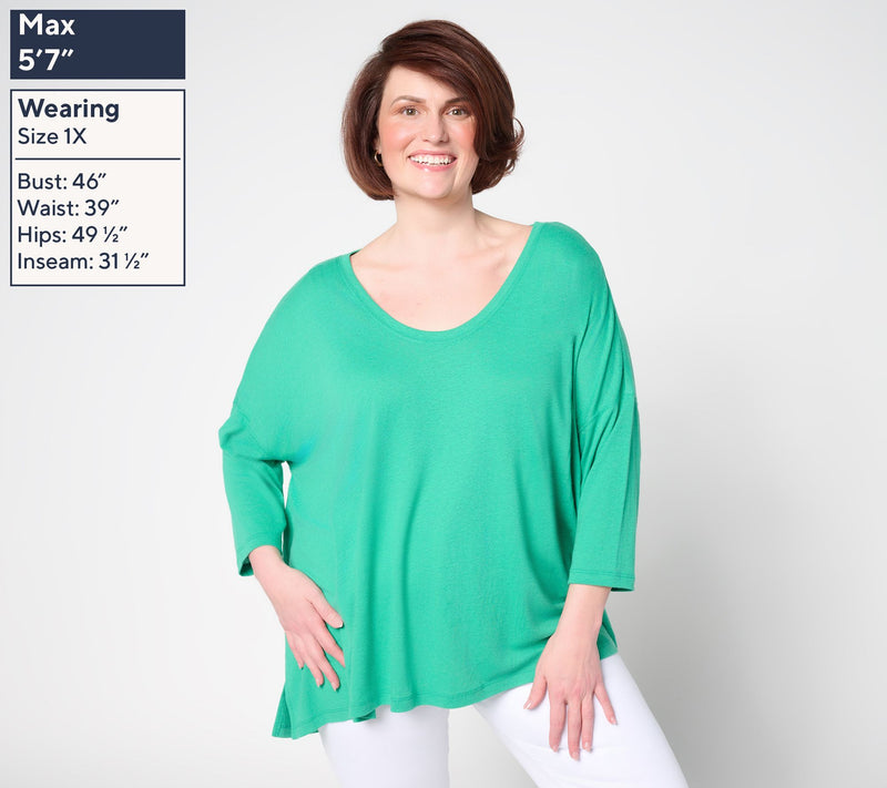 Peace Love World Soft V-Neck 3/4 Sleeve Linen Blend Easy Tee — View 10