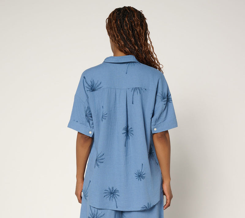 Peace Love World Boheme Linen Blend Printed Short Sleeve Shirt — View 4