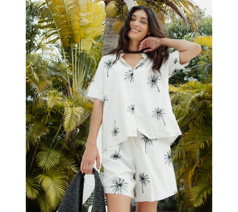 Peace Love World Boheme Linen Blend Printed Shorts — View 10