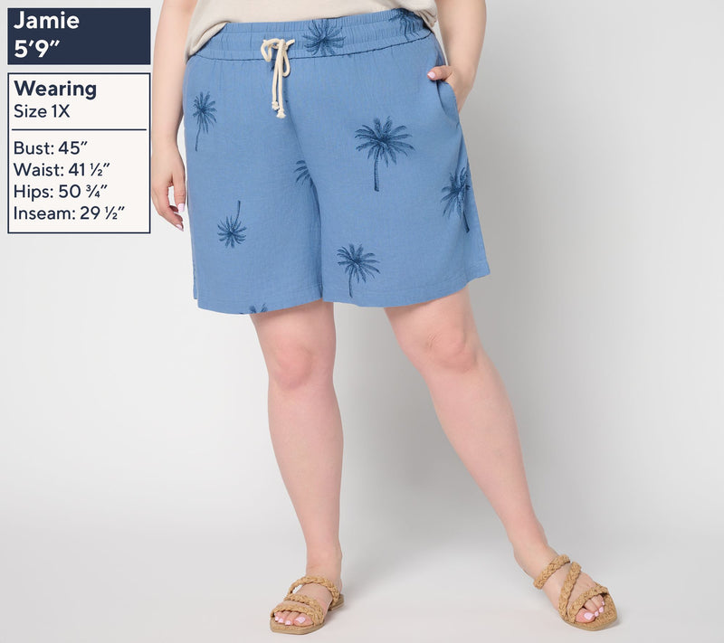 Peace Love World Boheme Linen Blend Printed Shorts — View 4