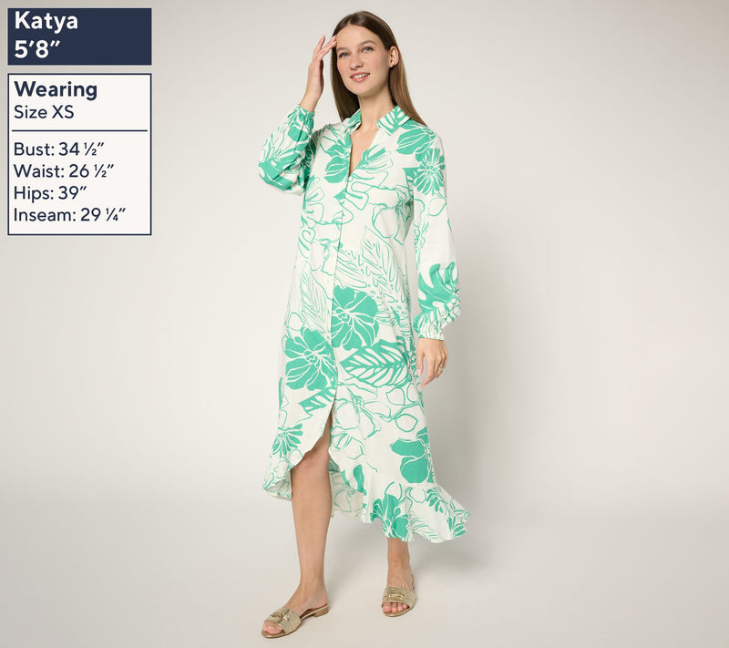 Peace Love World Boheme Petite Linen Blend Button Front Dress — View 3