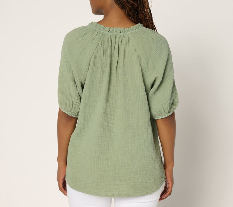 Peace Love World Boheme Feminine Popover Elbow Sleeve Blouse — View 4