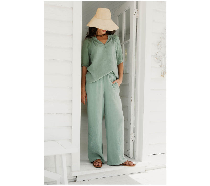 Peace Love World Boheme Feminine Popover Elbow Sleeve Blouse — View 7