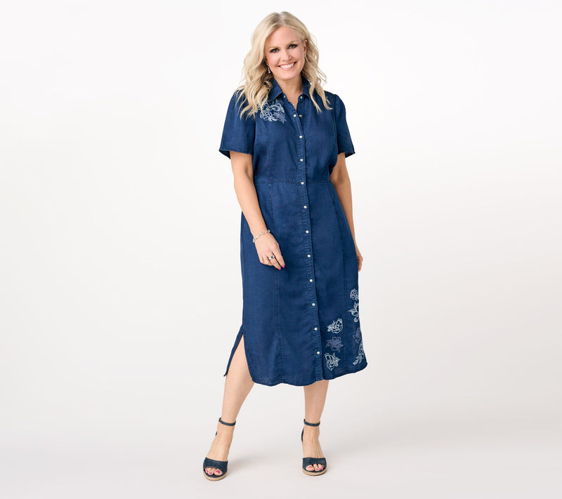 Studio Park x Terri Conn Regular Lyocell Embroidered Shirt Dress — View 6