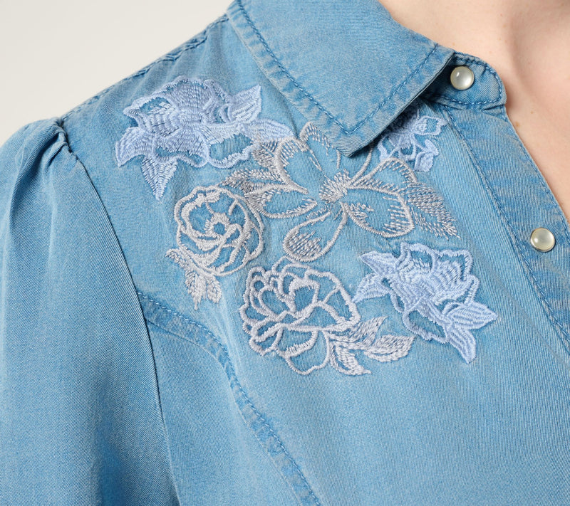 Studio Park x Terri Conn Regular Lyocell Embroidered Shirt Dress — View 5