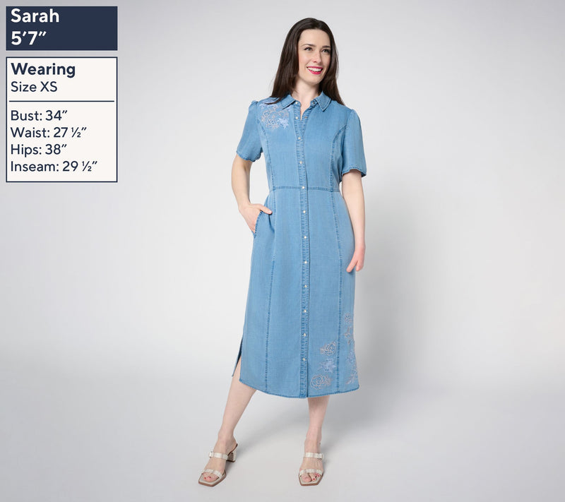 Studio Park x Terri Conn Petite Lyocell Embroidered Shirt Dress — View 2