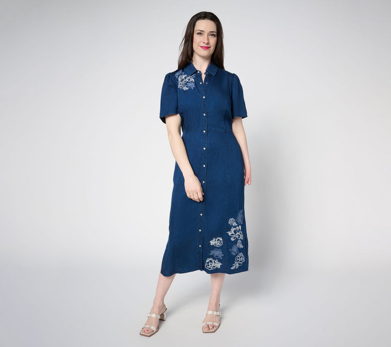 Studio Park x Terri Conn Petite Lyocell Embroidered Shirt Dress — View 9