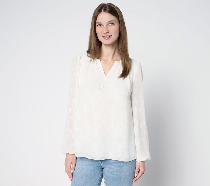 Studio Park x Terri Conn Clip Jacquard Chiffon Blouse — View 10
