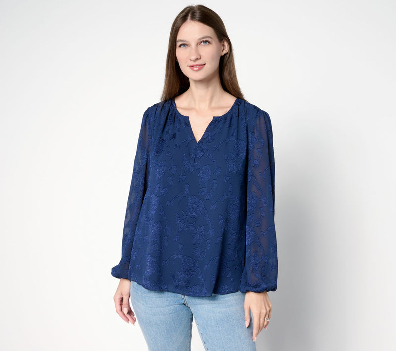 Studio Park x Terri Conn Clip Jacquard Chiffon Blouse — View 11
