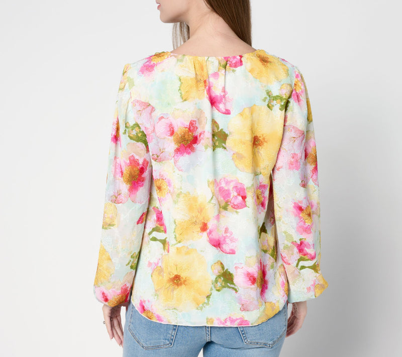 Studio Park x Terri Conn Clip Jacquard Chiffon Blouse — View 3