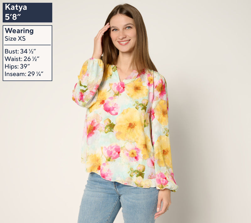 Studio Park x Terri Conn Clip Jacquard Chiffon Blouse — View 2