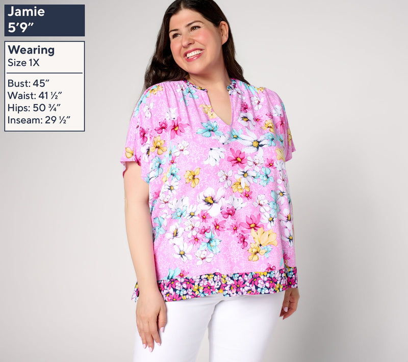 Studio Park x Terri Conn Woven Border Print Top — View 8