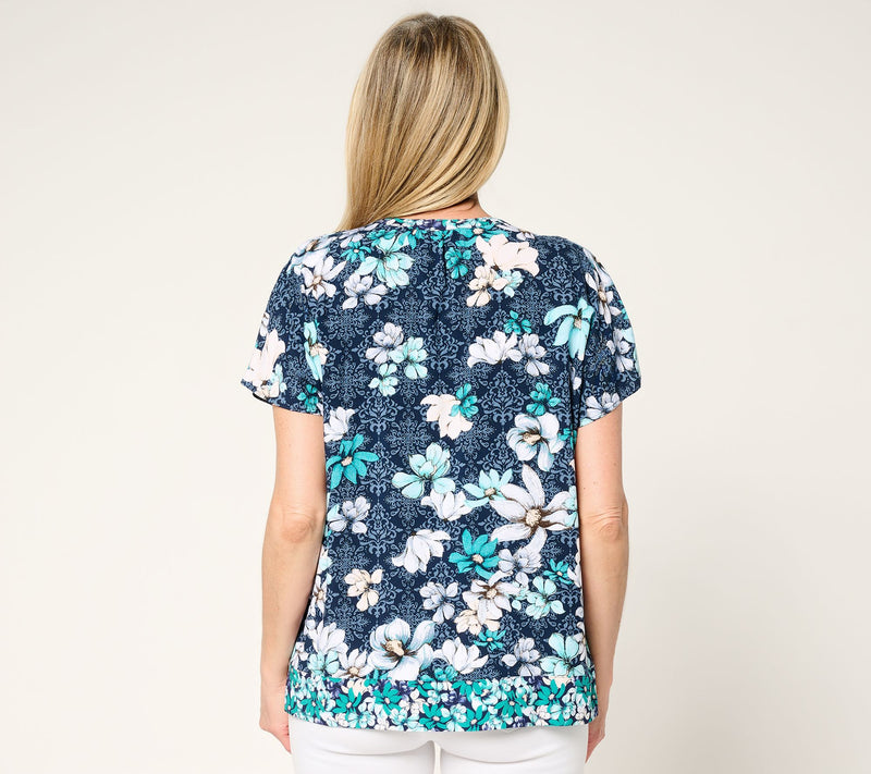 Studio Park x Terri Conn Woven Border Print Top — View 10