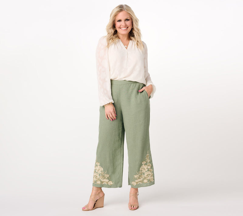 Studio Park x Terri Conn Petite Linen Blend Crop Pant — View 13